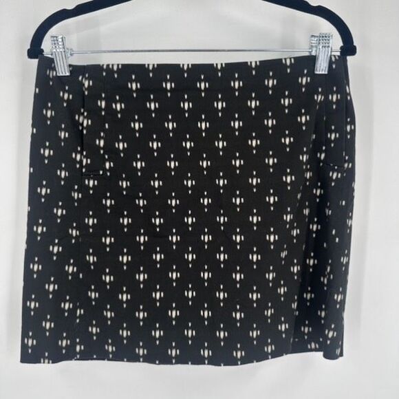 J Crew Mini Micro Cotton Stretch Skirt Black Geometric Size 4 Small - Picture 2 of 8